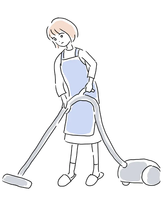 掃除機をかける女性のイラスト