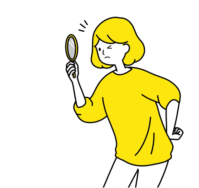 シロアリをチェックする女性のイラスト